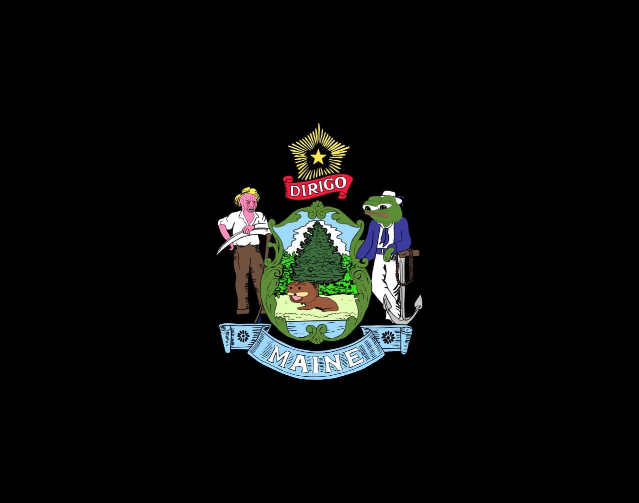 Pepe The Frog Maine State Flag